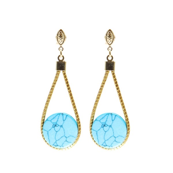 boucles d'oreilles or végétal Larmes de Turquoise