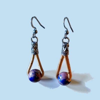 Boucles d'oreilles en liège lilas