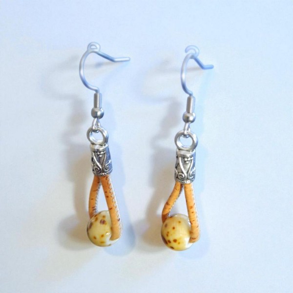 Boucles d'oreilles en liège  Tigre