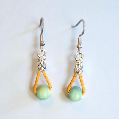 boucles d'oreilles en liège pistache