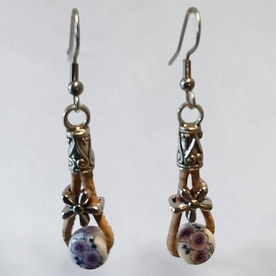 Boucles d'oreilles en liège  Lilas