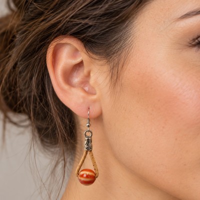 Boucles d'oreilles en liège  Nymphéa