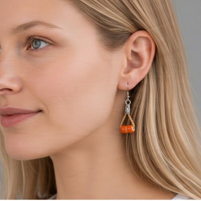 Boucles d'oreilles en liège Mandarine